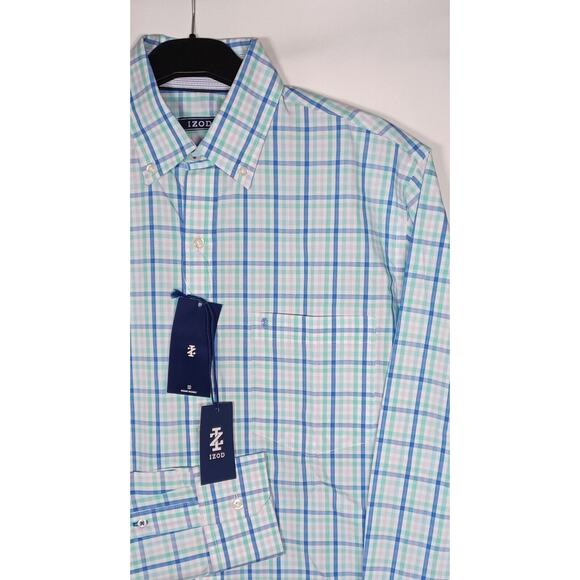 Izod Other - IZOD Performance Comfort Dress Shirt Men's sz S Blue Plaid Button Up